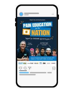 An image of a mobile phone advertising Pain Education for the Nation