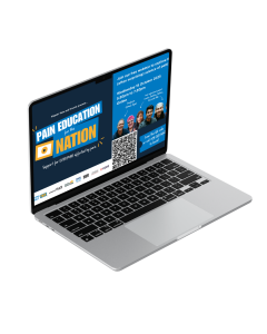 A photo of a laptop screen promoting Pain Education for the Nation